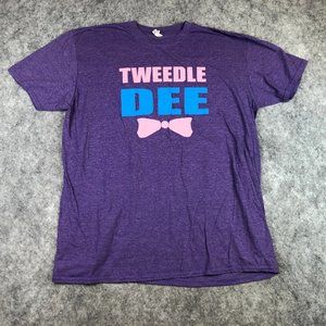 Tweedle Dee T Shirt 2X Womens Heathered Purple Bow Tie Short Sleeve Gildan Soft